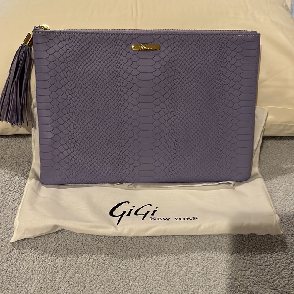 Gigi New York Lavender Python Embossed Large Clut… - image 2